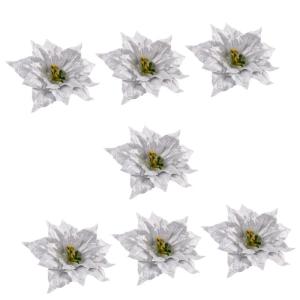 7st Künstliche Blumen Weihnachtskranz Dekoration Künstlicher Glitzer-weihnachtsstern Glitzernde Weihnachtssterne Künstliche Weihnachtssternblume Urlaub Weihnachtsstern Kranz Spo