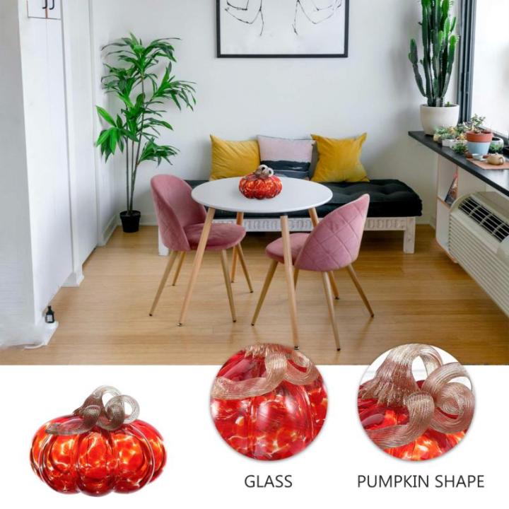 2 stuks glazen pompoenornamenten, eettafeldecoratie, woondecoratie, eettafeldecoratie, pompoen, mini-glazen pompoen, desktoppompoen, foto-rekwisieten, tafelknutselwerk