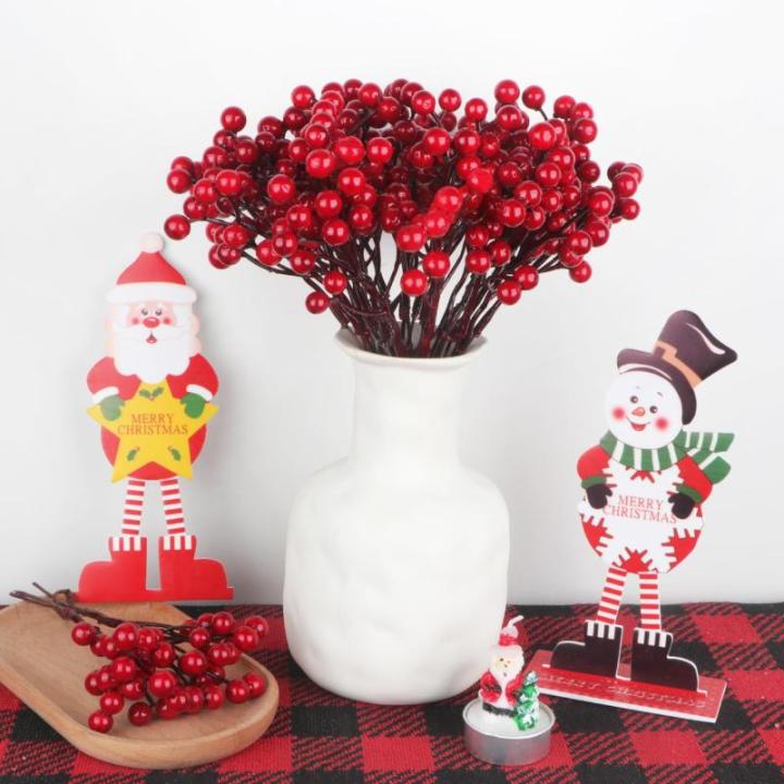 24 Stück Weihnachten Holly Beeren Künstliche Rote Beeren Weihnachtsbeeren Rote Beeren Stiele für Weihnachten Christbaumschmuck Kranz Hochzeit, Handwerk