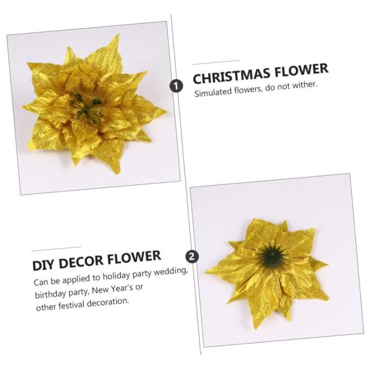 21 STK Künstliche Blumen Weihnachtsglitter Rosengirlande Künstliche Weihnachtsblumen Krippendekor Glitzernde Weihnachtssternblume Gold Weihnachtsglitzerblume Weihnachtsbaum Sport