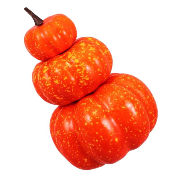 2st Schaumkürbis Realistisches Kürbismodell Schaumstoff-kürbis-Ornament Halloween-kürbis-Ornamente Glitzernder Künstlicher Kürbis Kürbisse Knacken Gestapelten Turm Orange