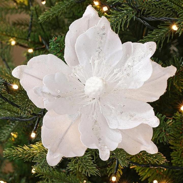 Glitzernder Weihnachtsstern, Weihnachtsbaumschmuck, hängende Dekoration für Weihnachtsbaum, Hochzeit, Party, Kranz, Dekoration (weiß)