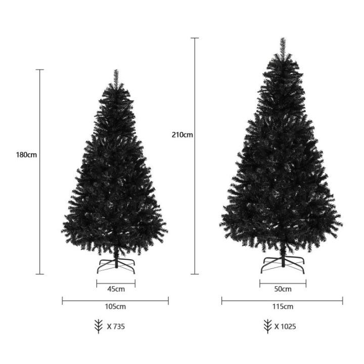 Kunstkerstboom, 180 cm, zwart, kunstdennenboom met handschoenen en metalen standaard, kerstversiering voor binnen