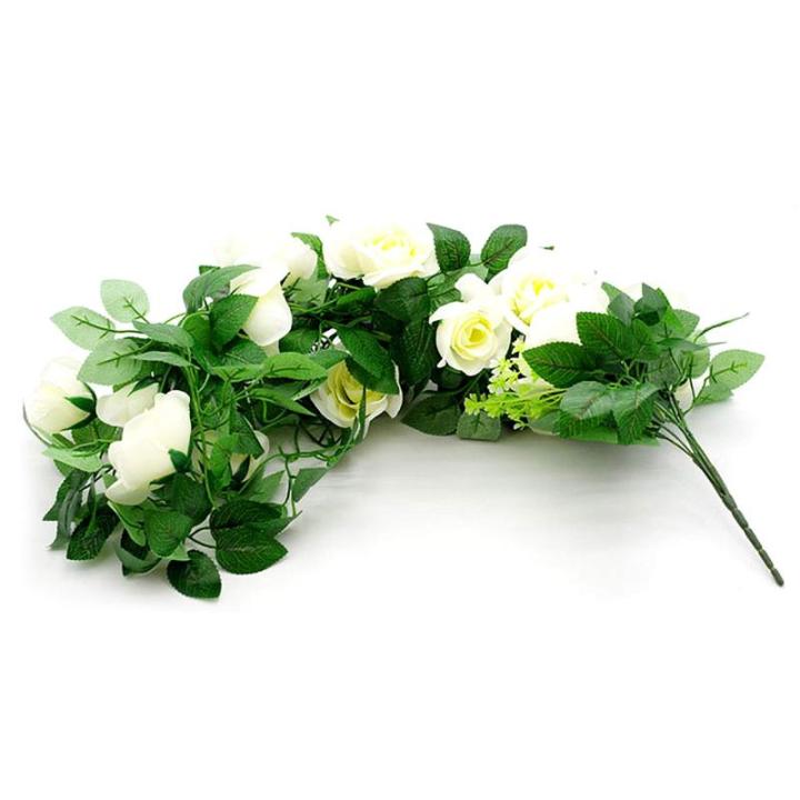 2 stuks kunstmatige rozen bloemen kunstmatige hangende mand plant wijnstok nep zijde hangende bloem voor tuin muur hek bruiloft balkon outdoor indoor huis deur decoratie