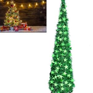 Weihnachtsbaum, PVC-Stern-Glitzer, festliche, faltbare Weihnachtsbaum-Figur, Dekoration für Zuhause, Hotel (Green)