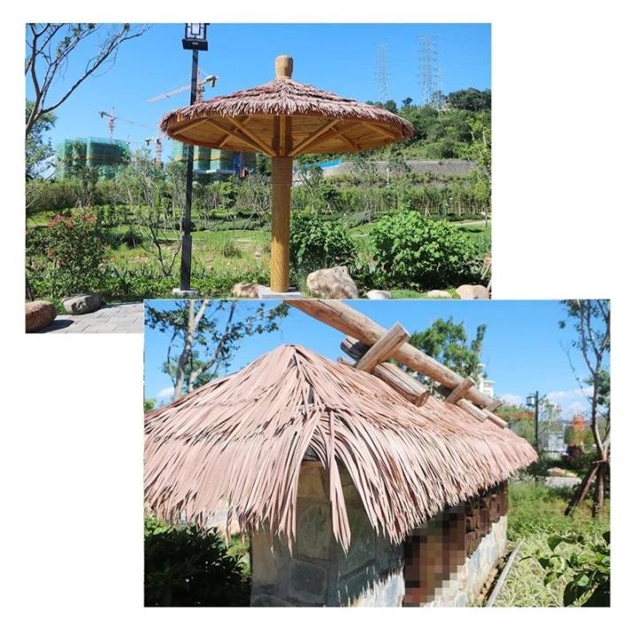 Simulation Thatch Tile Plastic Natural Wild Fake Straw Artificial Fake Thatch Straw Dekoration Bauernhaus Traufe Stroh Pe Flame Retardant Plastic (Farbe: Gelb A,Größe: 2St)