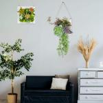 Opknoping Muur decoratieve voor Home Decor Indoor Vetplanten Planten Kunstmatige in Houten Frame 3D Groen Muur Art Decor Faux Planten voor Woonkamer Kwekerij Achtergrond (Set van 2
