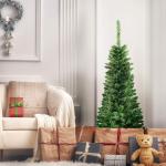 Kerstboom met warmwitte ledverlichting, kunstkerstboom met klapsysteem en metalen standaard, pvc-naalden, kunstboom, kerstgroen, 135 x 200 x 225 cm
