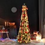 6/7 Fuß großer, in 1 Minute aufklappbarer Weihnachtsbaum mit Licht, zusammenklappbarer Weihnachtsbaum, Arbol De Navidad Plegable, komplett dekorierter, vorbeleuchteter 6/7 Fuß g