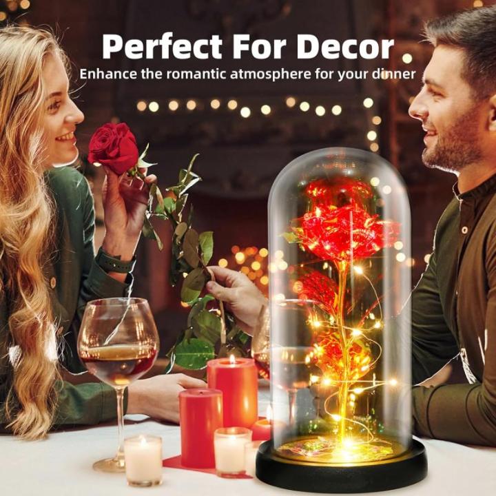 Rosen-Geschenke für Frauen, Mütter, Ehefrau, bunte künstliche Rosen, Geschenke für Frauen, für immer in Glaskuppel, Regenbogen-Rose für Geburtstag, Weihnachten, Muttertag, De