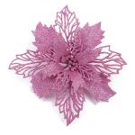 Poinsettia Kerstster met clips, 30 stuks, glinsterend voor kerstboomdecoraties, kerstbloemen voor Kerstmis, tuin, Nieuwjaar, kransen, roze