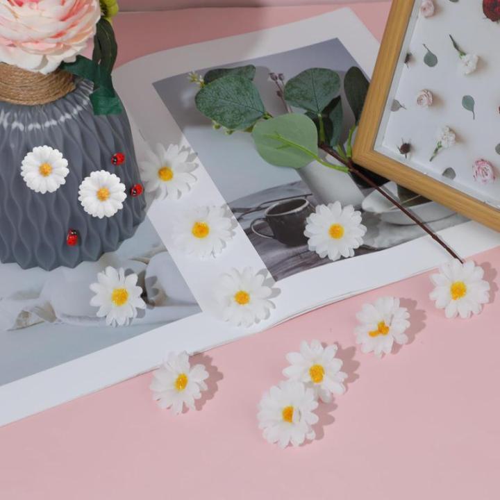 100 stuks kunstmadeliefjes, madeliefjes, decoratie, kleine madeliefjes, decoratie, , witte madeliefjes voor bruiloft, feest, doe-het-zelven, bloemstuk, krans