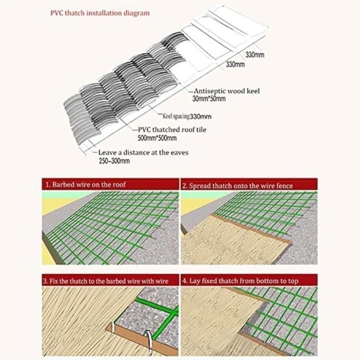 Kunststrotegels, kunststof stro houten huis paviljoen dak decoratief gesimuleerd stro vlamvertragend anti-aging (kleur: 10 stuks, maat: 50 x 50 cm)