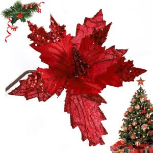 3 Pcs Silber Ornamente Für Weihnachtsbaum, Weihnachten Weihnachtsstern Künstliche Blumen Dekorationen, für Weiß Silber Weihnachtsbaum Wreaths Floral Geschenk Winter Hochzeit Ur