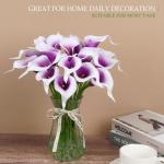 20 stuks , Calla-lelie, voor decoratie, kunstcalla-lelies, paars en wit, boeket, van realistisch latex, , boeket decoratie