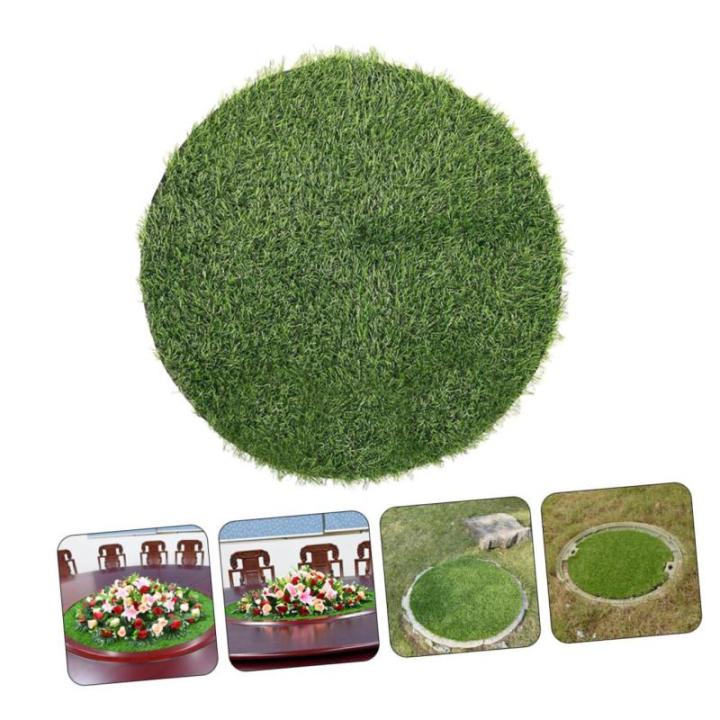 Schachtdeckel Dekoration Rasen Balkongrasteppich Tischmatte Gras Tischsets Runde Grastischdecke Bankett-grasmatte Simulierte Gras-tischmatte Plastik Gefälschte Strohmatte