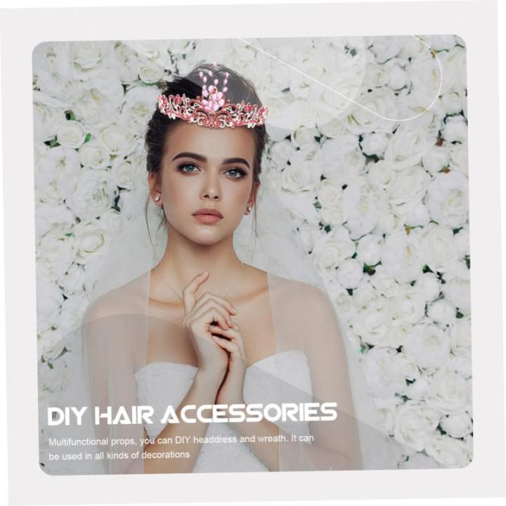 50 Stück Simulierte dreizackige künstlicher Kranz Stäbchen mit Blumenperlen Artificial sztuczne kwiaty DIY-Ornament-Accessoire Kopfschmuck kronenmaterial selber Machen