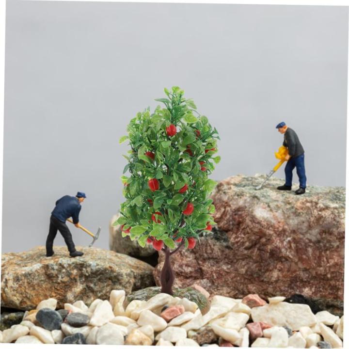 2 Sätze Obstbaum-Modell Baumförmiges Dekor Obstbaumspielzeug Architektur Gefälschte Bäume Simulationsbaumverzierungen Mini- Sandkasten-miniaturen Green Plastik 2 Stück * 2