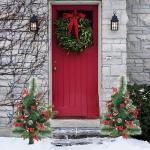 Holiday Planter Filler, Artificial Christmas Urn Filler, Faux Christmas Flowers for Outdoor Planters, Lighted Artificial Christmas Pre-lit Decorations with Tripod Stake, Pot Filler