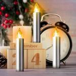 20 LED Kaarsen Zilver Kerstkaarsen Draadloos, Kerstboomkaarsen met Afstandsbediening Timer Flikkeren Warmwit Kerstverlichting voor buiten Waterdicht Kerstdecoratie（met 20 batteri