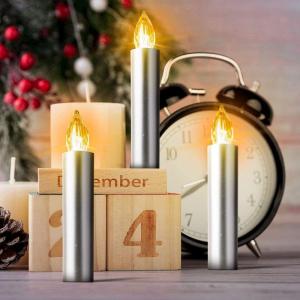 20 LED Kaarsen Zilver Kerstkaarsen Draadloos, Kerstboomkaarsen met Afstandsbediening Timer Flikkeren Warmwit Kerstverlichting voor buiten Waterdicht Kerstdecoratie（met 20 batteri