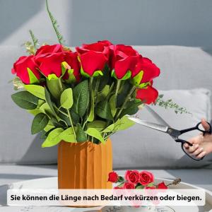 Kunstrozen, 15 stuks, kunstbloemen, net echt, lange stem, kunstrozen, kunstbloemen voor doe-het-zelf, bruiloftsdecoratie, bruidsboeket, tuin, feest, hotel, kantoor, decoratie, roze