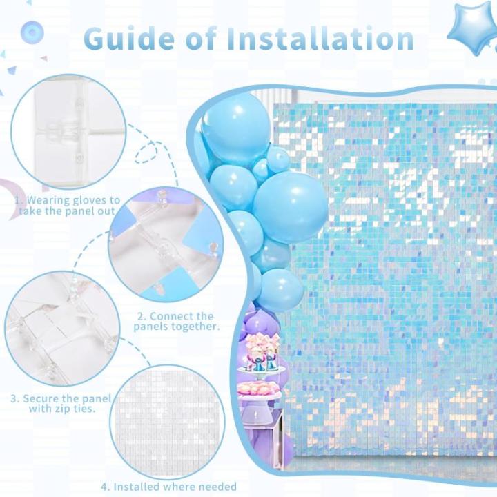 Meerjungfrau schimmernder Wandhintergrund – Regenbogen-Pailletten 24 Paneele Glitzer Bling Hintergrund Dekorationen – 3D-Wandpaneel für Party, Geburtstag, Hochzeit, Verlobung,
