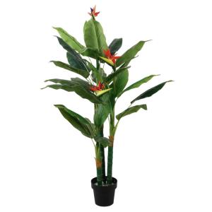 Strelitzie MN-KP-2211 Paradijsvogelbloem, kunstplant, kunstplant, decoratie, in zwarte pot, zeer realistisch, groen, 150 cm