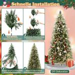 Kunstkerstboom met verlichting, sneeuweffect, 180 cm, kerstboom met standaard, groen pvc + PE dennenboom