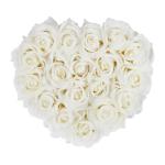 Rozenbox hart, 18 rozen, stevige bloemenbox, zwart, 10 jaar houdbaar, cadeau-idee, decoratieve bloemenbox, wit, 13 x 21 x 19 cm