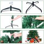 1,8 m kerstboom met dennenappels en bessen, PVC kunstmatige kerstboom met metalen standaard, kerstboom voor binnen en buiten, groen