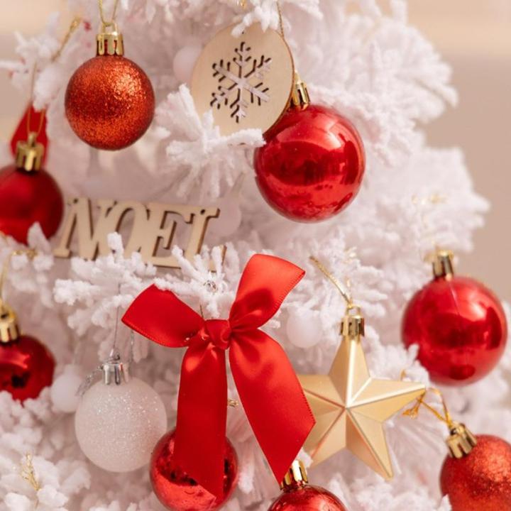 Mini Weihnachtsbaum 40CM Klein Tannenbaum mit Beleuchtung, Tischdeko Christbaum mit LED Lichterkette und Weihnachtskugel, Künstliche Weihnachtsbäume Geschmückt für Weihnachten 