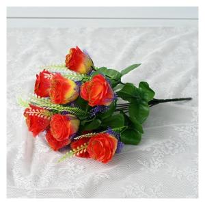 Künstlicher Rosenstrauß, Simulation von 12 Pfauenrosen, Seidenblumen, Hochzeitsdekoration, Heimtextilien, künstliche Blume (Orange)