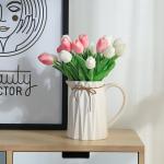 10 stuks PU Real Touch Latex Kunstmatige tulpen neptulpen bloemen boeketten bloemenarrangement voor huis kamer bruiloftsboeket middenstuk, roze