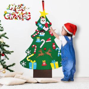 Filz Weihnachtsbaum Set DIY Filz Weihnachtsbaum Set Falt Filz Weihnachtsbaum Dekoration DIY Filz Deko Weihnachtsbaum Für Kinder mit Abnehmbaren Hängenden Ornamenten für Home/Tü