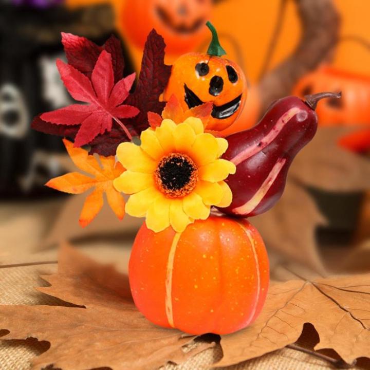 Halloween-Kürbisse, Ahornblätter, Ornament, Herbsternte, Dekor, neuartiges dekoratives Handwerk, Esstisch-Mittelstück für Geschäft und Büro, Style A