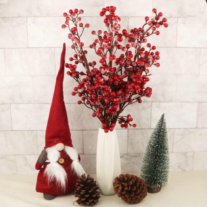 6 STÜCKE Weihnachten Rote Beeren, 50 cm Lange Künstliche Rote Beeren Burgunderrote Rote Beere Picks Stechpalme Beeren für Weihnachtsbaum Dekoration Handwerk Hochzeit Feiertage W