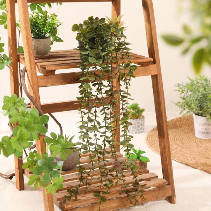 2 stks Nep Hangende Planten Nep Ingemaakte Eucalyptus Groen Planten Kleine Faux Planten Voor Indoor Outdoor Plank Muur Decor
