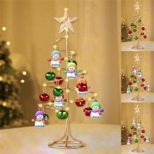 Gepersonaliseerde sneeuwpop familie kerstboom familienaam kerstboom familienaam kerstboom familie kerstdecoratie cadeau, stijl 7-1
