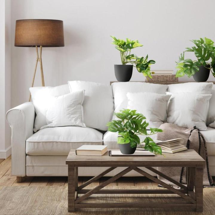 Monstera kunstplant in potten, mini-, voor binnen en buiten, als echt geschikt voor balkon