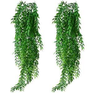 Set van 2 kunsthangplanten Nepwilgenbladeren Ivy Vine Plastic Hangend Treurgroen Hangende plant voor muur Binnen Buitentuin Bruiloft Hangpot Mand Decor