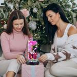 Die Schöne und das Biest Rose, Rosenblume Geschenke für Frauen, beleuchtete Galaxie-Rose Geschenk für Mama, künstliche Blume, einzigartige Geburtstagsgeschenke (Rosa)