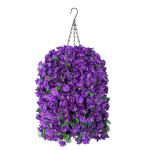 Hangende kunstbloemenmand, nep hangende plant, zijden orchideebloemen, kunstbloemstuk voor buiten tuin tuin zakje patio binnen woondecoratie (paars)
