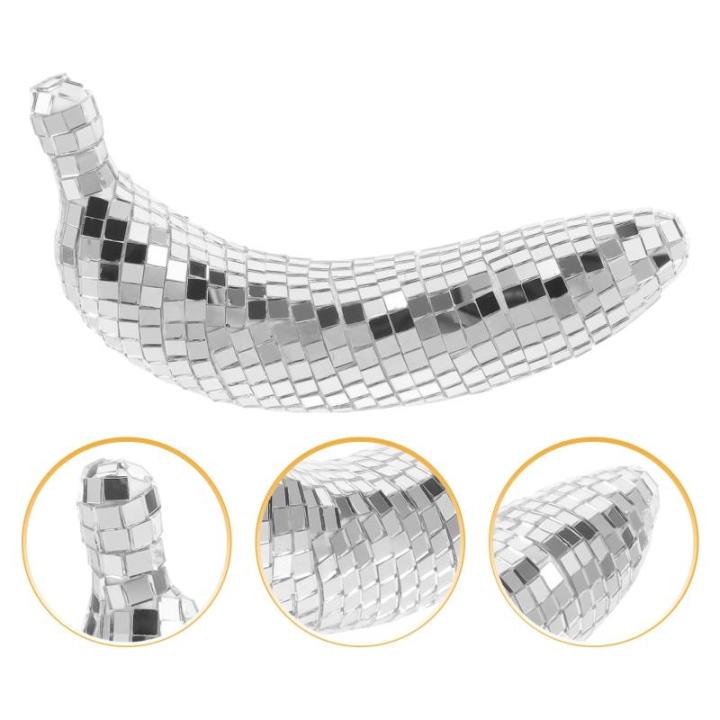 Disco-Banane Foto Netz Home Obstfigur Cool Disco-Party-Ornament innerspace The Office geschebke weihnachtskrippe tablez Disco-Frucht-Requisite Spiegel-Disco-Dekoration Glas Silver