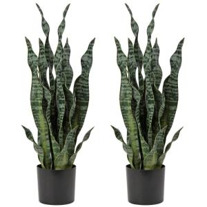 Sansevieria , 2 stuks, hoogte 64 cm, , decoratie, woonkamer, plant, kamerplanten, balkon, kantoor, decoratie, kunstplant voor tuin, kantoordecoratie
