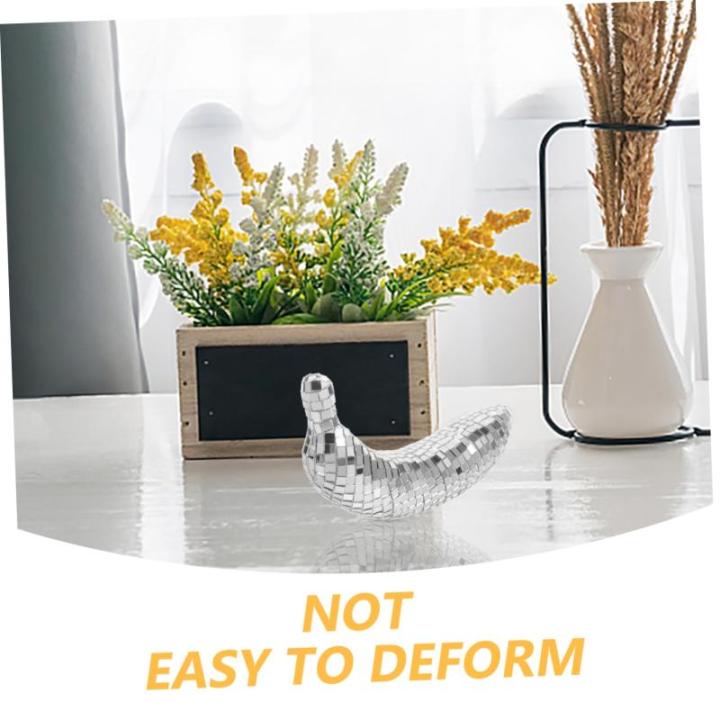 4 Stück Disco-Banane Deckel Disco-pflanzgefäß Reflektierende Spiegelkugeln Bachelorette-dekor Disco-Desktop-Dekoration Bananenverzierung Disco-Beleuchtung Armreif Schaum Silver