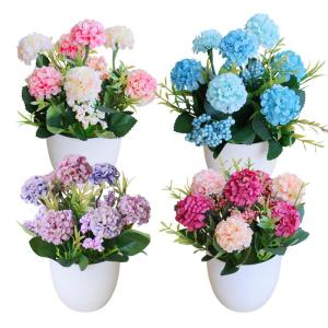 4 Künstliche Blumen im Topf Mini Kunstpflanze Künstliche Pflanzen Klein Chrysantheme Tischdeko Innen Außenbereich DIY Blumenarrangements Grünpflanzen für Balkon Zuhause Büro 