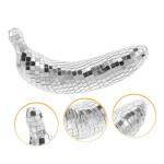 2St Disco-Banane gefälschte Banane Fälschung Disco- Fischernetz-Dekor Boho innerspace The Office dekoring Raffhalter Weihnachten Home Obstfigur Bananenstütze Schaum Silver