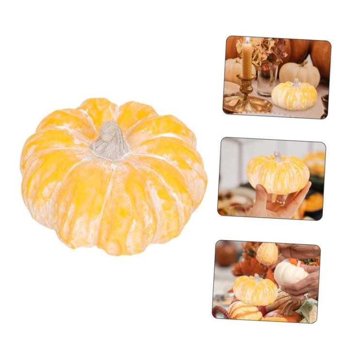 Pompoen 3 Stuks Pompoen Decoratie Miniatuurfiguren Mini Hars Figuren Standbeelddecoratie Scene Layout Pompoen Decoratie Verlichte Keramische Pompoen Herfst Tuin Decoratie Kunstmati