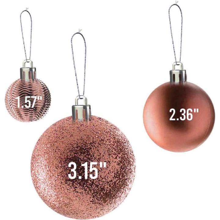 champagne kerstbalornamenten voor kerstversiering - 36 stuks kerstboom onbreekbare ornamenten met ophanglus voor vakantie- en feestdecoratie (combo van 6 stijlen in 3 maten)